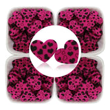 50pcs Leopard Print Heart Silicone Beads for DIY Baby Pacifier Chain
