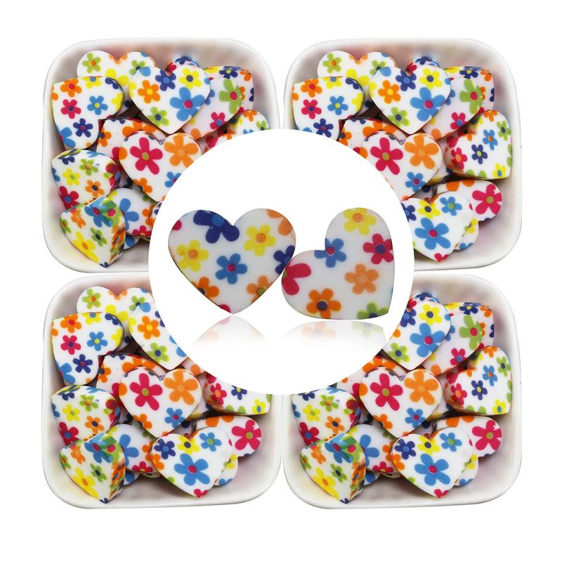 50pcs Leopard Print Heart Silicone Beads for DIY Baby Pacifier Chain