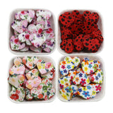 50pcs Leopard Print Heart Silicone Beads for DIY Baby Pacifier Chain