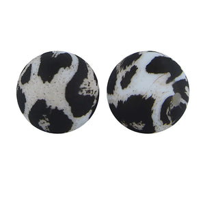 50pcs Leopard Print Silicone Loose Spacer Beads for DIY Bracelet Keyring