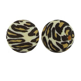 50pcs Leopard Print Silicone Loose Spacer Beads for DIY Bracelet Keyring