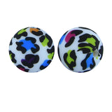 50pcs Leopard Print Silicone Loose Spacer Beads for DIY Bracelet Keyring