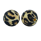 50pcs Leopard Print Silicone Loose Spacer Beads for DIY Bracelet Keyring