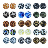 50pcs Leopard Print Silicone Loose Spacer Beads for DIY Bracelet Keyring