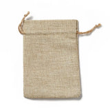 50pcs Heart Pattern Linen Drawstring Pouch Gift Bag 14x10x0.5cm