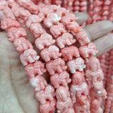 50pcs Little Elephant Coral Beads 14mm Pink Loose Spacer DIY Bracelet Jewelry