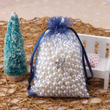 50pcs 10x14cm Christmas Organza Bags with Silver Snowflake Patterns