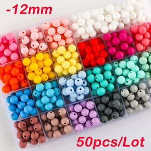 50pcs 12mm Silicone Pearl Beads for Bracelets DIY Necklace Accessories