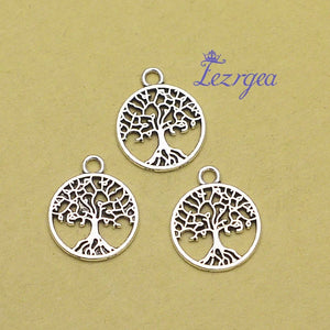 50pcs Antique Silver Plated Tree Of Life Charms Pendants