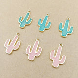 50pcs/Lot 25*16mm Epoxy Cactus Pendant Accessories for DIY Jewelry