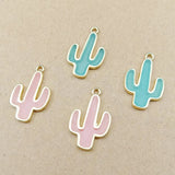 50pcs/Lot 25*16mm Epoxy Cactus Pendant Accessories for DIY Jewelry