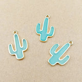 50pcs/Lot 25*16mm Epoxy Cactus Pendant Accessories for DIY Jewelry