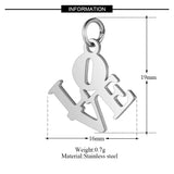 50pcs 316L Stainless Steel Love Charms Pendant for Jewelry Making
