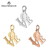 50pcs 316L Stainless Steel Love Charms Pendant for Jewelry Making