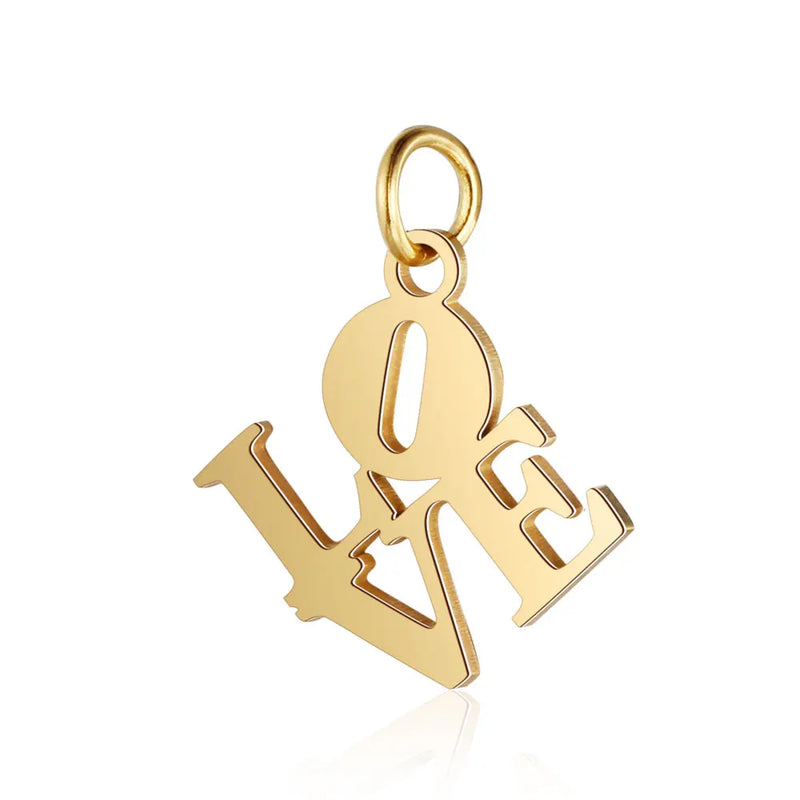 50pcs 316L Stainless Steel Love Charms Pendant for Jewelry Making