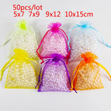 50pcs Organza Bags Jewelry Packaging Wedding Party Drawable