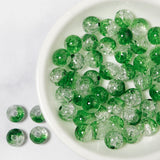 50pcs Double Colored Round Crackle Glass Beads for DIY Jewelry Making
