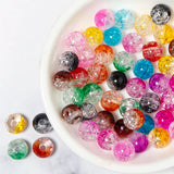 50pcs Double Colored Round Crackle Glass Beads for DIY Jewelry Making