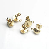 50pcs 8mm Gold/Silver Half-ball Earring Post Findings with Loop