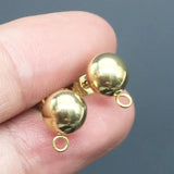 50pcs 8mm Gold/Silver Half-ball Earring Post Findings with Loop