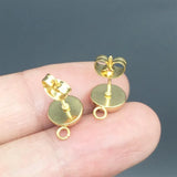 50pcs 8mm Gold/Silver Half-ball Earring Post Findings with Loop