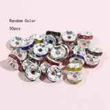 50pcs 8mm Rhinestone Rondelles Crystal Beads for DIY Jewelry Making