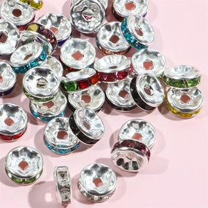 50pcs 8mm Rhinestone Rondelles Crystal Beads for DIY Jewelry Making