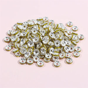 50pcs 8mm Rhinestone Rondelles Crystal Beads for DIY Jewelry Making