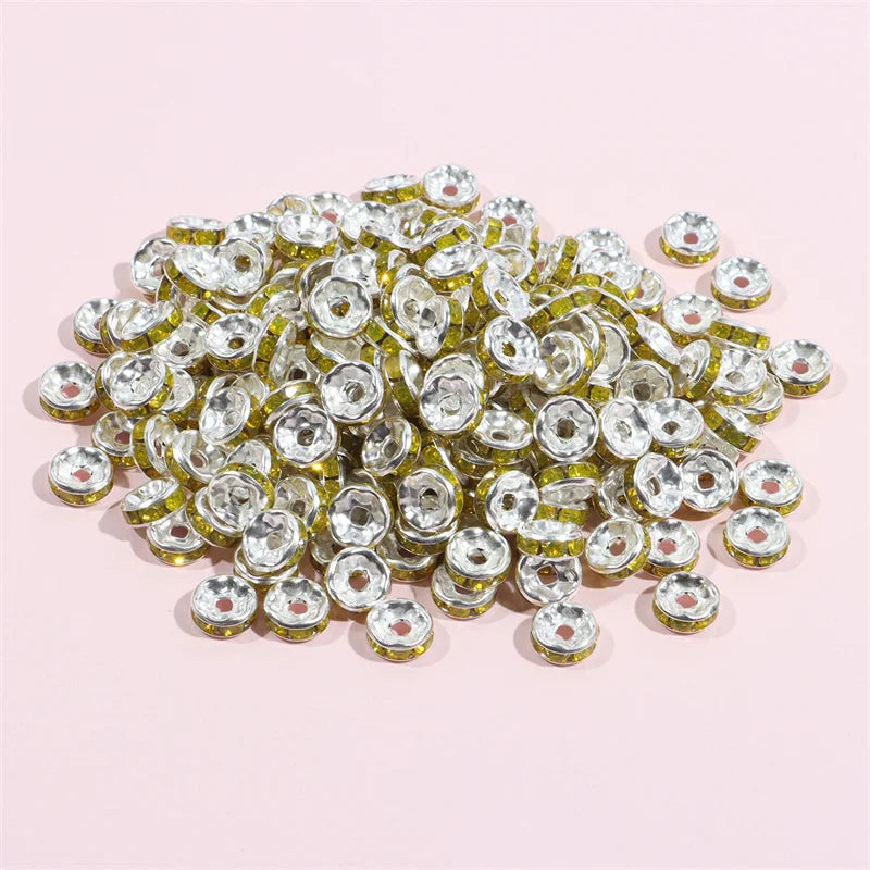 50pcs 8mm Rhinestone Rondelles Crystal Beads for DIY Jewelry Making