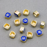 50pcs 9*6mm Square Evil Eye Spacer Beads Stripe for Jewelry Making