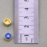 50pcs 9*6mm Square Evil Eye Spacer Beads Stripe for Jewelry Making