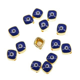 50pcs 9*6mm Square Evil Eye Spacer Beads Stripe for Jewelry Making