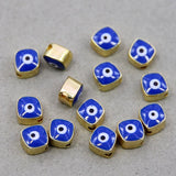 50pcs 9*6mm Square Evil Eye Spacer Beads Stripe for Jewelry Making