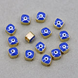 50pcs 9*6mm Square Evil Eye Spacer Beads Stripe for Jewelry Making