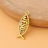 50pcs Antique Jesus Fish Charms Pendants for DIY Jewelry Making