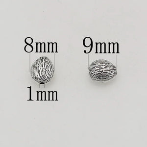 50pcs Antique Silver Bean Seed Texture Spacer Beads 9x8mm DIY Jewelry
