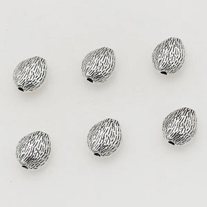 50pcs Antique Silver Bean Seed Texture Spacer Beads 9x8mm DIY Jewelry