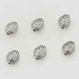 50pcs Antique Silver Bean Seed Texture Spacer Beads 9x8mm DIY Jewelry
