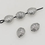 50pcs Antique Silver Bean Seed Texture Spacer Beads 9x8mm DIY Jewelry