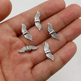 50pcs Bohemian Silver Angel Wings Charm Beads 20x6mm DIY Jewelry Material
