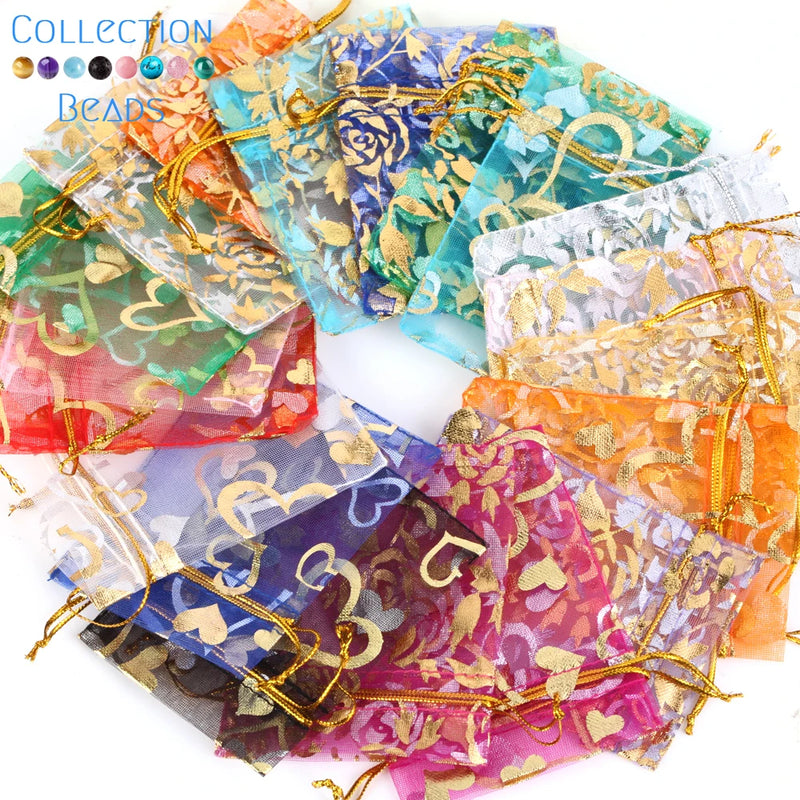 50pcs Colorful Organza Bags Jewelry Candy Wedding Party Bags