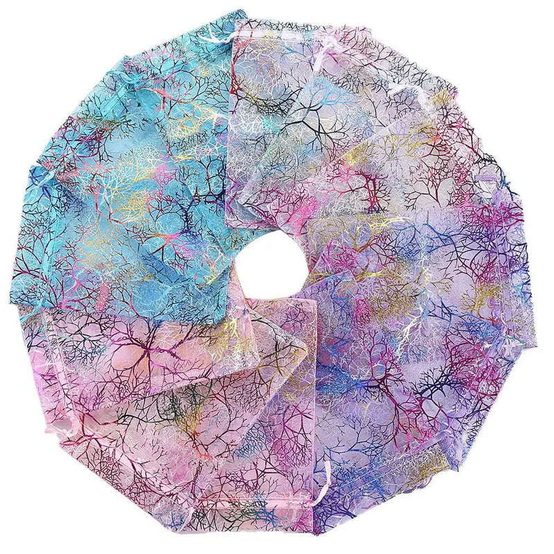 50pcs Colorful Drawstring Organza Jewelry Bags Wedding Christmas Gift Pouches