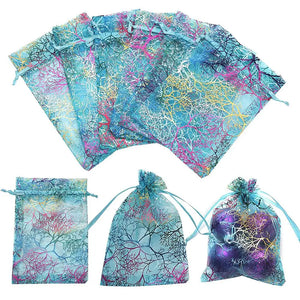 50pcs Colorful Drawstring Organza Jewelry Bags Wedding Christmas Gift Pouches