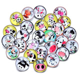 50pcs Cow Theme Glass Charms 18mm Snap Button Jewelry For 20mm Snaps Bracelet