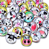 50pcs Cow Theme Glass Charms 18mm Snap Button Jewelry For 20mm Snaps Bracelet