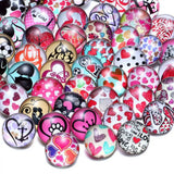50pcs Love Hearts Mix Glass Charms 18mm Snap Button Jewelry For 20mm Snaps