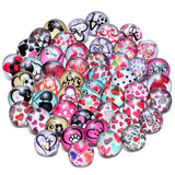 50pcs Love Hearts Mix Glass Charms 18mm Snap Button Jewelry For 20mm Snaps