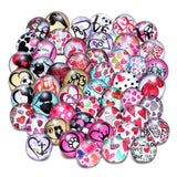 50pcs Love Hearts Mix Glass Charms 18mm Snap Button Jewelry For 20mm Snaps