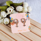 50pcs/Lot Orange Women Pattern Earrings Display Cards Stud Holders Label