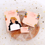 50pcs/Lot Orange Women Pattern Earrings Display Cards Stud Holders Label